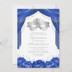 Maskerad Kunglig Blå Quinceanera Inbjudningar