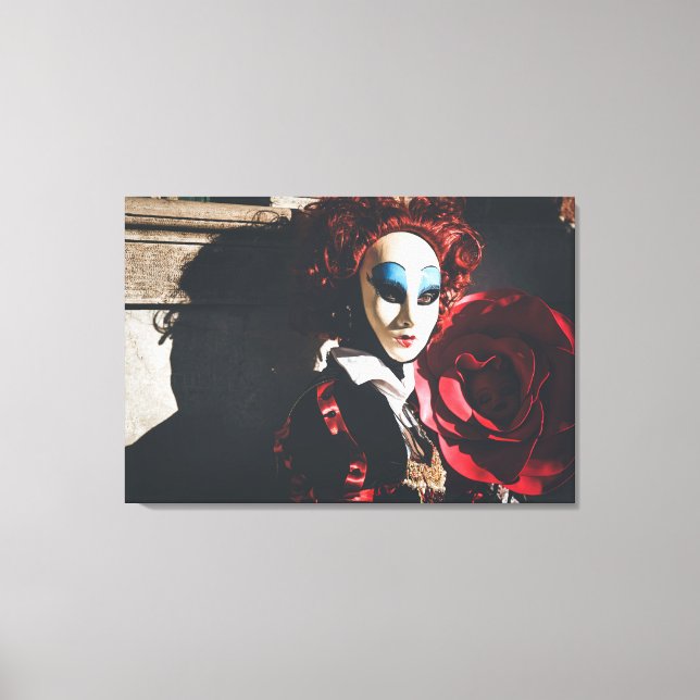 Maskerad kvinna i Venedigkarnival Canvastryck (Framsida)