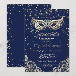 Maskerad,Ljusslinga,Spetsar,Diamanter Quinceañera Inbjudningar