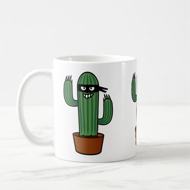Maskerad lömsk bandit för kaktusbandido ninja kaffemugg (Vänster)