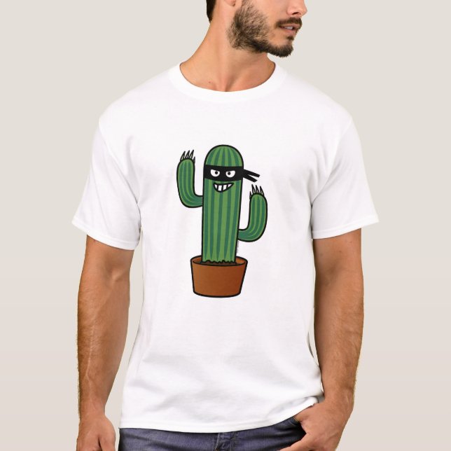 Maskerad lömsk bandit för kaktusbandido ninja t shirt (Framsida)