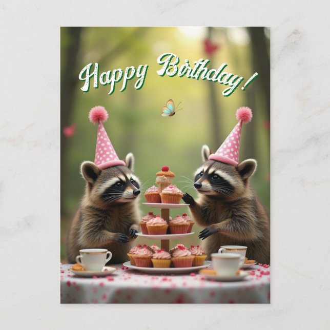 Maskerad och glad födelsedag! vykort (Framsida)