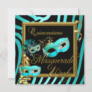 Maskerad Quinceanera 15 Sebra Födelsedagsfest Inbjudningar