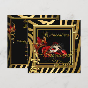 Maskerad Quinceanera 15 Sebra Röd Födelsedagsfest Inbjudningar