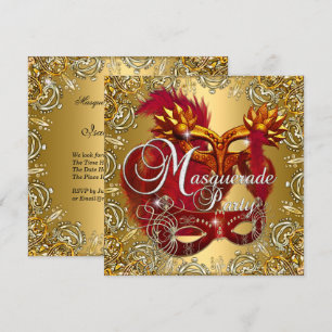 Maskerad Red Guld Silver Inbjudningar