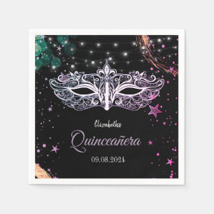 Maskerad, Stjärnor Chic Mask Quinceañera Pappersservett