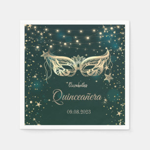 Maskerad,Stjärnor Grön Quinceañera Pappersservett