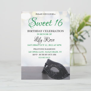 Maskerad sweet 16 inbjudan