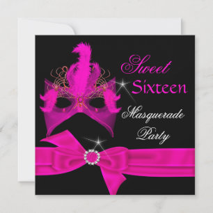 Maskerad Sweet 16 Sexton Het Rosa Maskerad Parti Inbjudningar