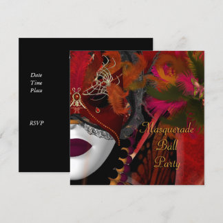 Maskeradbal Mask Svart Röd Inbjudningar