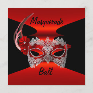 Maskeradbal Masker Röd Silke Svart Inbjudan Fest