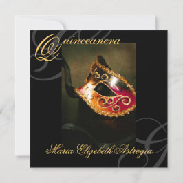 Maskeraden maskerar guld- Quinceanera Inbjudningar