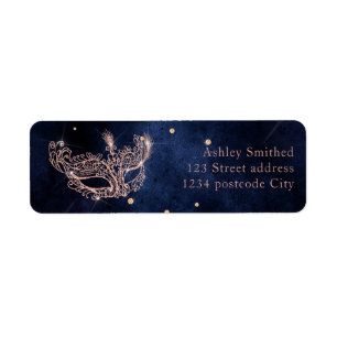 Maskeraden maskerar rosa guld- glittergnistraretur returadress etikett
