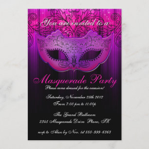Maskeradfest Firande Rosa & Lila Inbjudan
