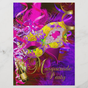 Maskeradfestmasker Champagne Gul Inbjudningar