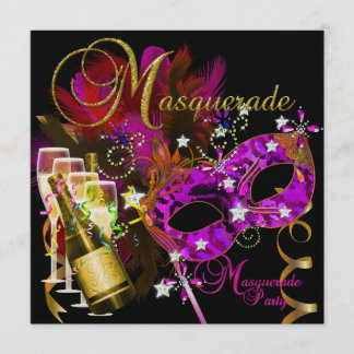 Maskeradfestmasker Svart Guld Rosa Inbjudningar
