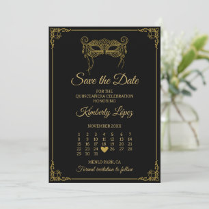 Maskeradkalender Spara datum Quinceañera Inbjudningar