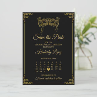Maskeradkalender Spara datum Quinceañera Inbjudningar