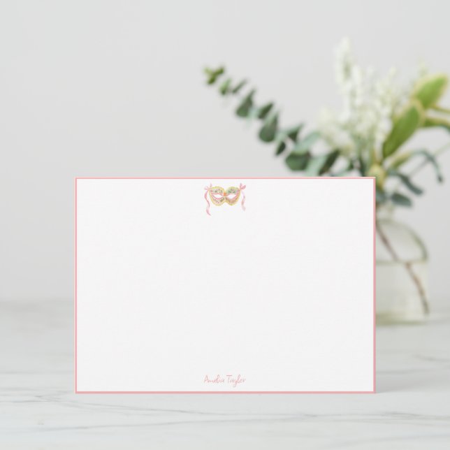 Maskeradmask Rosa Personlig Brevpapper Anteckningskort (Stående Fram)