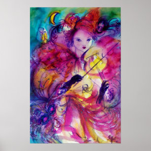 MASKERADNATT Karnevalsmusiker i rosa kostym Poster