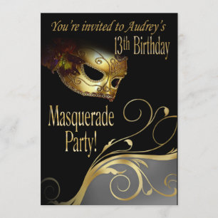 Maskeradpartyinbjudan för Audrey Inbjudningar