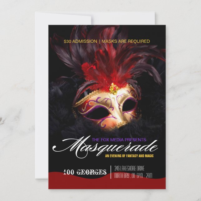 Maskeradpartyinbjudan Inbjudningar (Framsida)