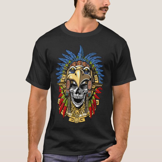 Maskerar den infödda indiska krigare för den Aztec T Shirt (Framsida)