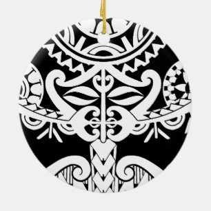 Maskerar den stam- polynesian tatueringen för den julgransprydnad keramik