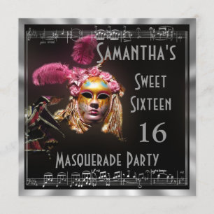 Maskerat party för masquaradeboll sexton inbjudningar