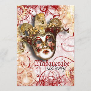 Maskeringsmask venetian mardi gras party inbjudningar