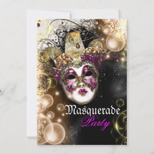 Maskeringsmask venetian mardi gras party inbjudningar