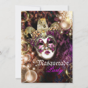 Maskeringsmask venetian mardi gras party inbjudningar