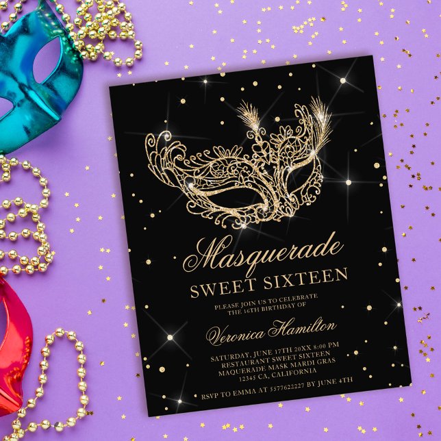 Maskerkupperad svarta maskbudget för guld glitter, (Skapare uppladdad)