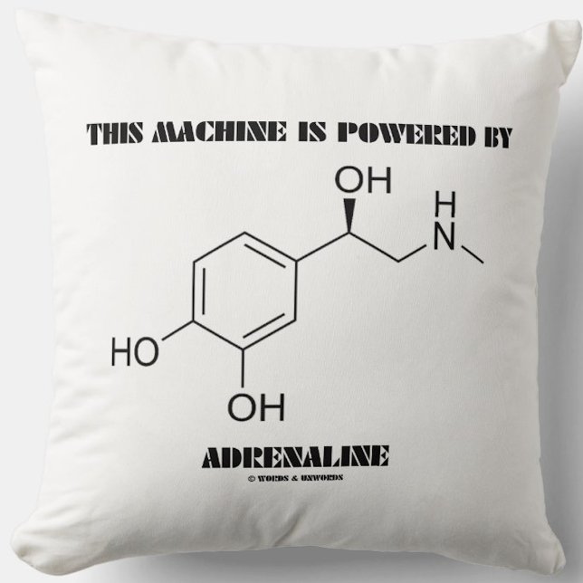 Maskin drivs av Adrenalinmolekylen Kudde (Throw pillow for anyone powered by the "flight-or-fight" hormone adrenaline)