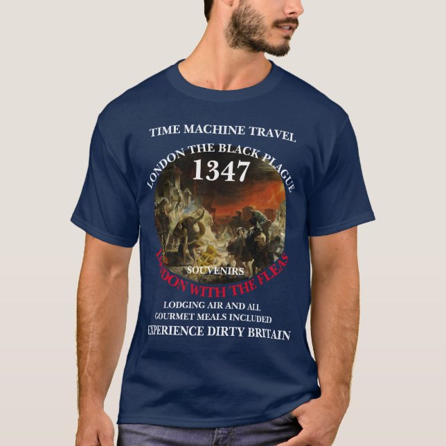 MASKIN FÖR TIDRESOR LONDON 1347 SVARTA DÖDEN T SHIRT (Framsida)