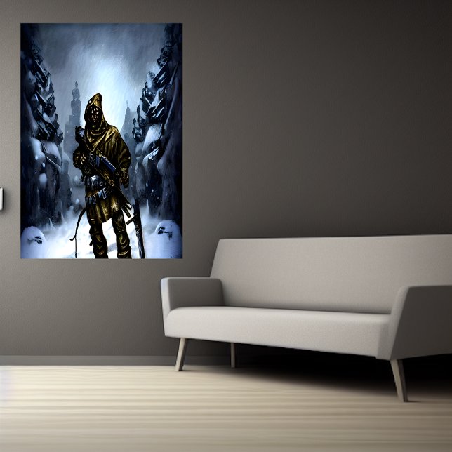 Maskin gun Paladin | AI Art Poster (Skapare uppladdad)