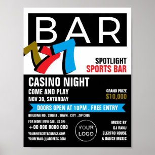 Maskin, kasinon Natten, pub, spelindustrin Poster