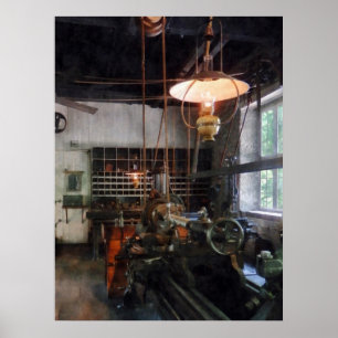 Maskin Shop med Lantern Poster