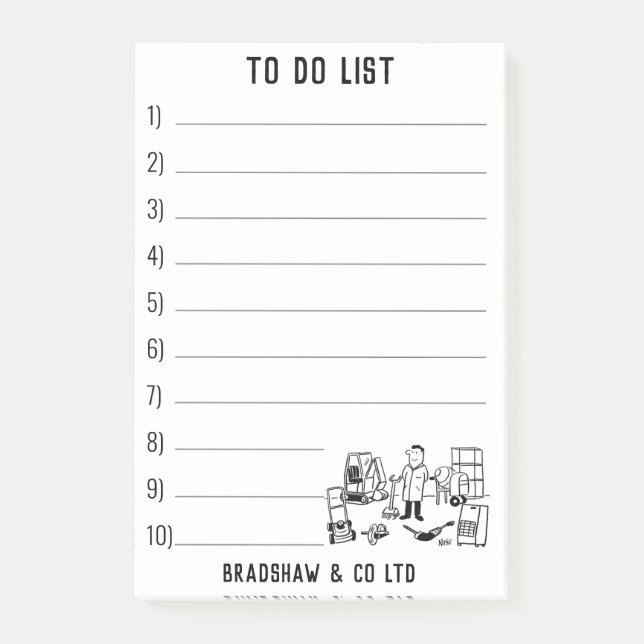 Maskin Verktyg och uthyrning av växter Post-it Block (Framsida)