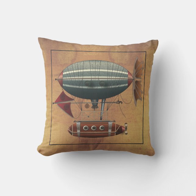 Maskinen för AirshipAleutianSteampunk flyg Kudde (Framsida)