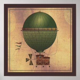 Maskinen för AirshipCitronnier Steampunk flyg Poster