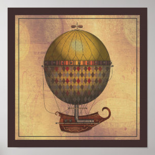 Maskinen för AirshipNautisme Steampunk flyg Poster
