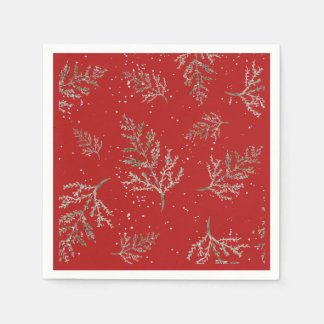 Maskiner och rödor med snöfall pappersservett