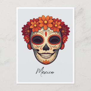 Maskinillustration i Mexiko Day of the dead Vykort