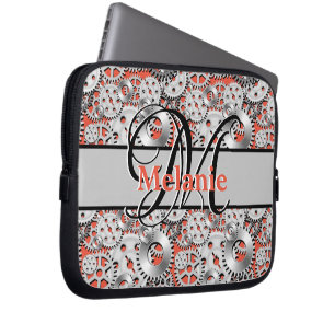 Maskiningenjörer i Silver Orange Steampunk Laptop Fodral