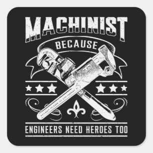 Maskinist CNC Machinist Maskin Mechanic Gift Idea Fyrkantigt Klistermärke