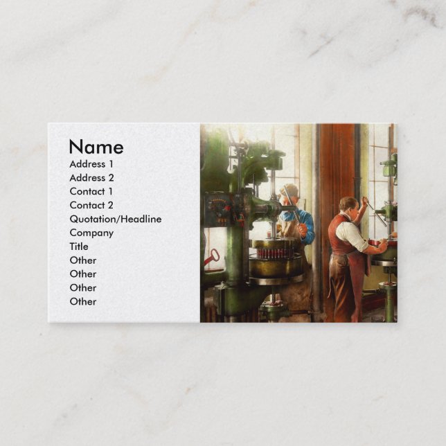 Maskinist - när precision är av betydelse 1919 visitkort (Framsida)