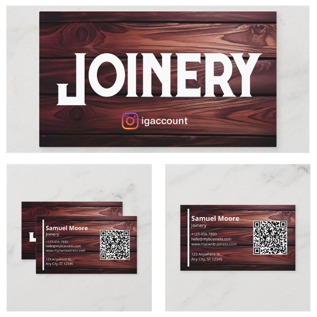 Maskinmallar Design Woodworkers QR-kod Visitkort (Joinery Templates Design Woodworkers QR Code Business Card
)