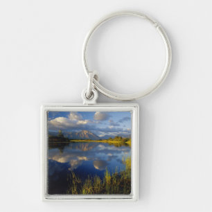 Maskinonge Lake i Waterton Lakes nationalpark Fyrkantig Silverfärgad Nyckelring