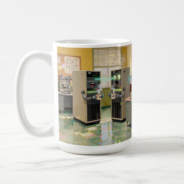“Maskinspråk” - Humoristisk teknologi         Kaffemugg (Vänster)
